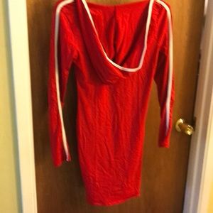 NWT Red hooded sporty dress with white trim